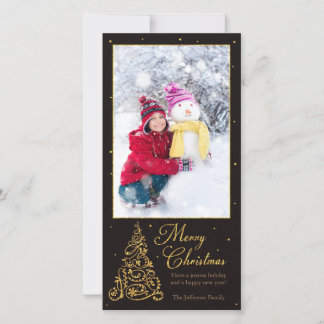 Cartes Pour Fêtes Annuelles Arbre de Noël orné Parties scintillant noire