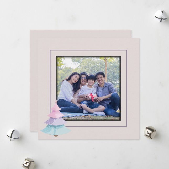 Cartes Pour Fêtes Annuelles Arbre de Noël Pastel (Devant/Arrière en situation)