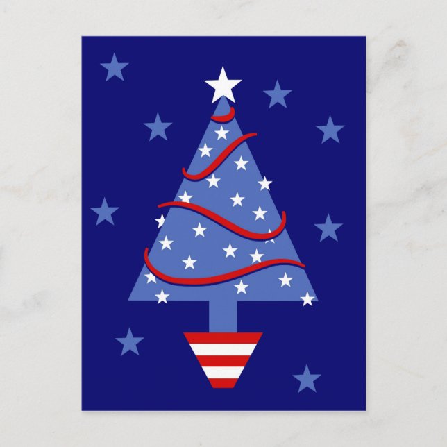 Cartes Pour Fêtes Annuelles Arbre de Noël patriotique (Devant)
