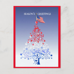 Cartes Pour Fêtes Annuelles Arbre de Noël patriotique avec le drapeau