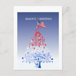 Cartes Pour Fêtes Annuelles Arbre de Noël patriotique avec le drapeau