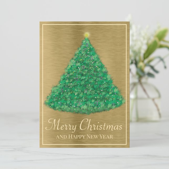 Cartes Pour Fêtes Annuelles Arbre de Noël peint (Debout devant)