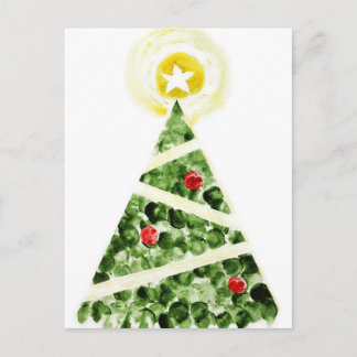 Cartes Pour Fêtes Annuelles Arbre de Noël peint avec des doigts