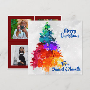 Cartes Pour Fêtes Annuelles Arbre de Noël, Peinture à éclaboussures, Apparteme