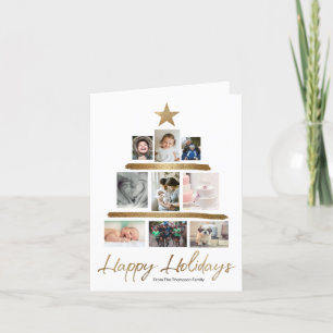 Cartes Pour Fêtes Annuelles Arbre de Noël Photo de famille Collage et lettre