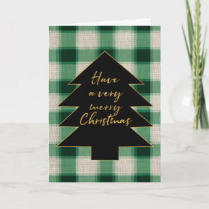 Cartes Pour Fêtes Annuelles Arbre de Noël Plaid à la crème verte