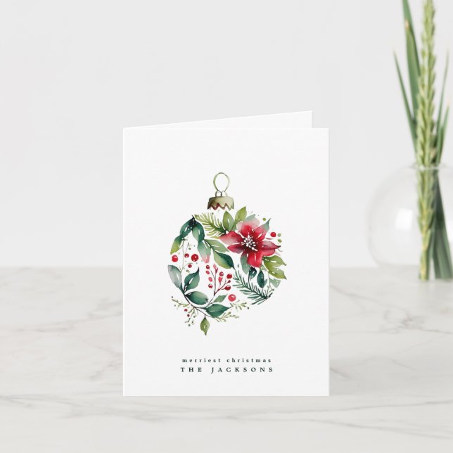 Cartes Pour Fêtes Annuelles Arbre de Noël Poinsettia Bobble | Photo (Devant)