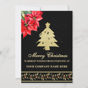 CARTES POUR FÊTES ANNUELLES ARBRE DE NOËL POINSÉTTIA ÉLÉGANT MODERNE À L'AQUAR