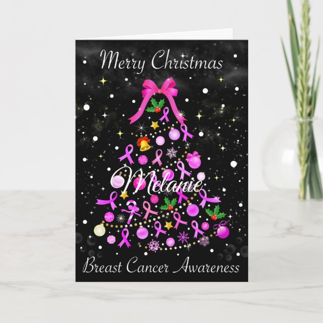 Cartes Pour Fêtes Annuelles Arbre de Noël pour le cancer du sein (Devant)