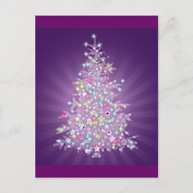 Cartes Pour Fêtes Annuelles Arbre de Noël pourpre (Devant)