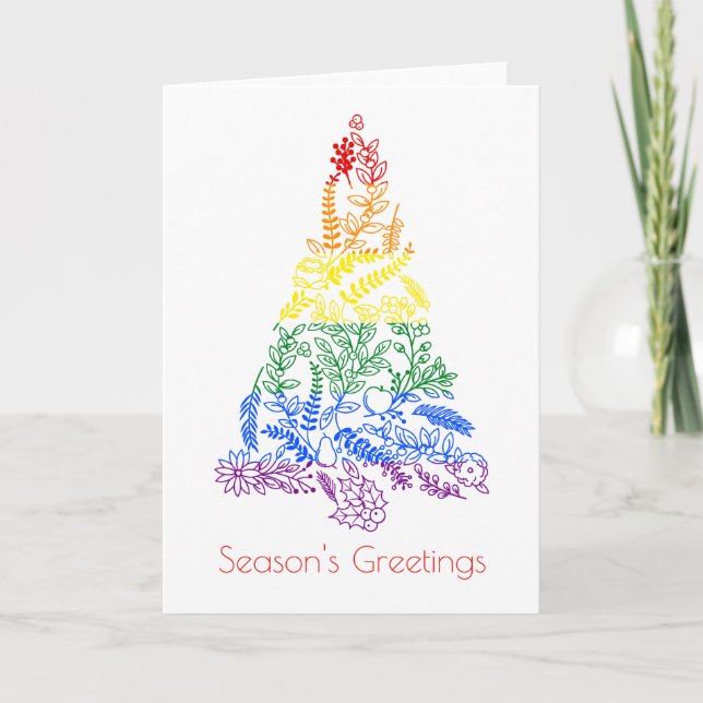 Cartes Pour Fêtes Annuelles Arbre de Noël Rainbow (Devant)