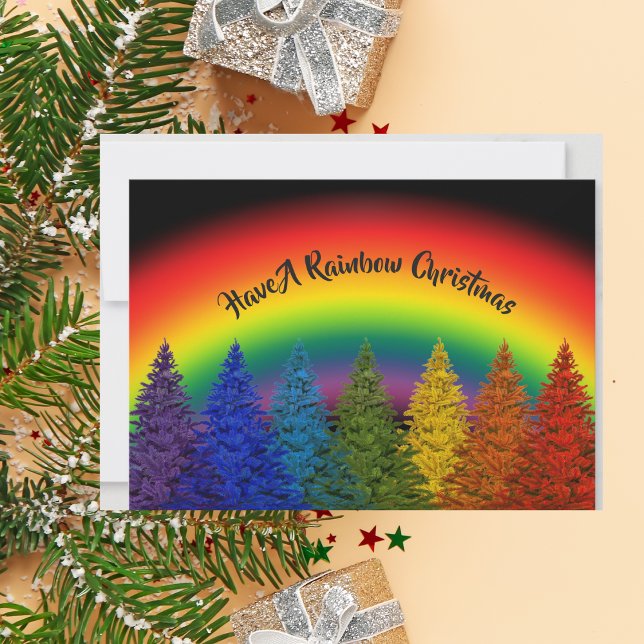 Cartes Pour Fêtes Annuelles Arbre de Noël Rainbow personnalisé (Créateur téléchargé)