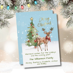 Cartes Pour Fêtes Annuelles Arbre de Noël Reindeer bien habillé