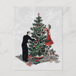 Cartes Pour Fêtes Annuelles Arbre de Noël rétro