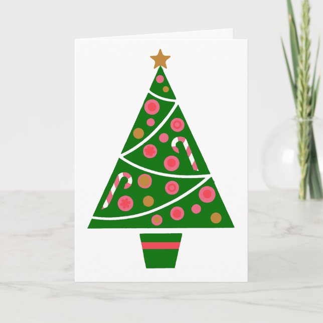 Cartes Pour Fêtes Annuelles Arbre de Noël rétro (Devant)
