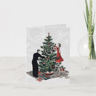 Cartes Pour Fêtes Annuelles Arbre de Noël rétro