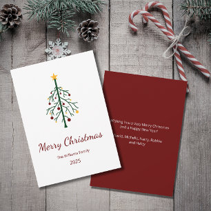 Cartes Pour Fêtes Annuelles Arbre de Noël rétro Festif Rouge vert