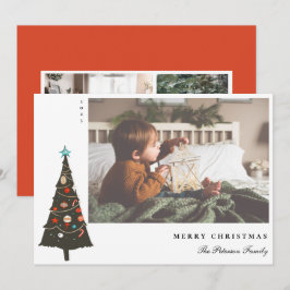 Cartes Pour Fêtes Annuelles Arbre de Noël Retro Illustré Moderne