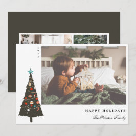 Cartes Pour Fêtes Annuelles Arbre de Noël Retro Illustré Moderne