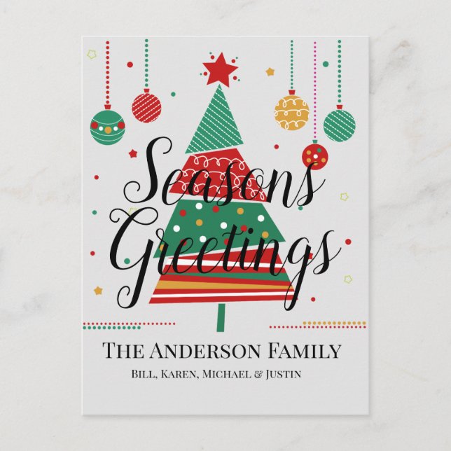 Cartes Pour Fêtes Annuelles Arbre de Noël rétroactif personnalisable (Devant)