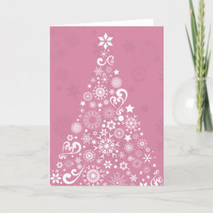 Cartes Pour Fêtes Annuelles arbre de Noël rose
