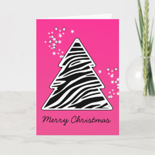 Cartes Pour Fêtes Annuelles Arbre de Noël rose de zèbre