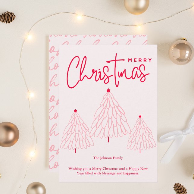 Cartes Pour Fêtes Annuelles Arbre de Noël rose élégant (Créateur téléchargé)