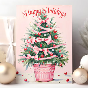 Cartes Pour Fêtes Annuelles Arbre de Noël rose Joyeuses Fêtes