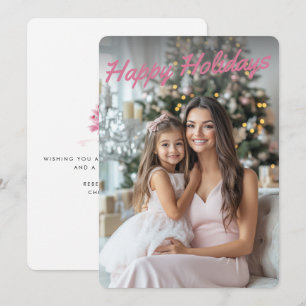 Cartes Pour Fêtes Annuelles Arbre de Noël rose Photo personnalisée