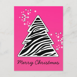 Cartes Pour Fêtes Annuelles Arbre de Noël rose Zèbre