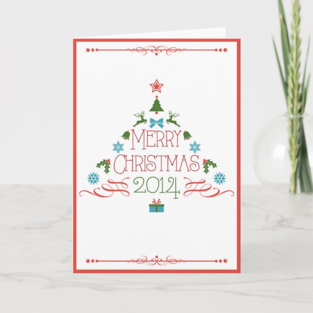 Cartes Pour Fêtes Annuelles Arbre de Noël rouge (Devant)