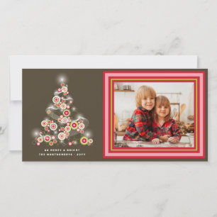 Cartes Pour Fêtes Annuelles Arbre de Noël rouge éclatant Cercles rétro Photo