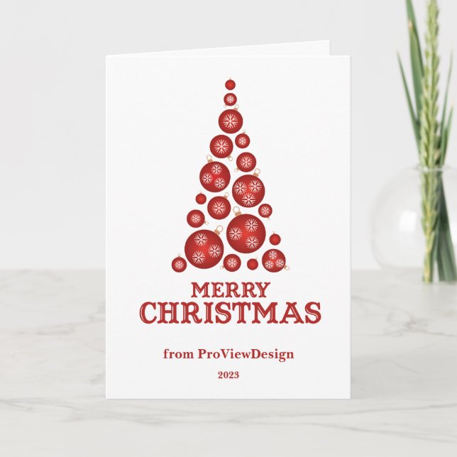 Cartes Pour Fêtes Annuelles Arbre de Noël rouge et blanc (Devant)