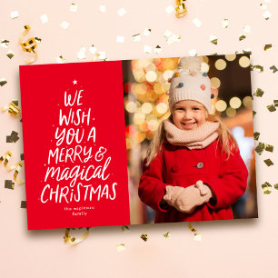 Cartes Pour Fêtes Annuelles Arbre de Noël rouge joyeux et magique photo