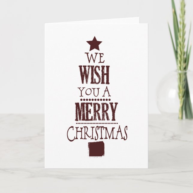 Cartes Pour Fêtes Annuelles Arbre de Noël rouge souhait (Devant)