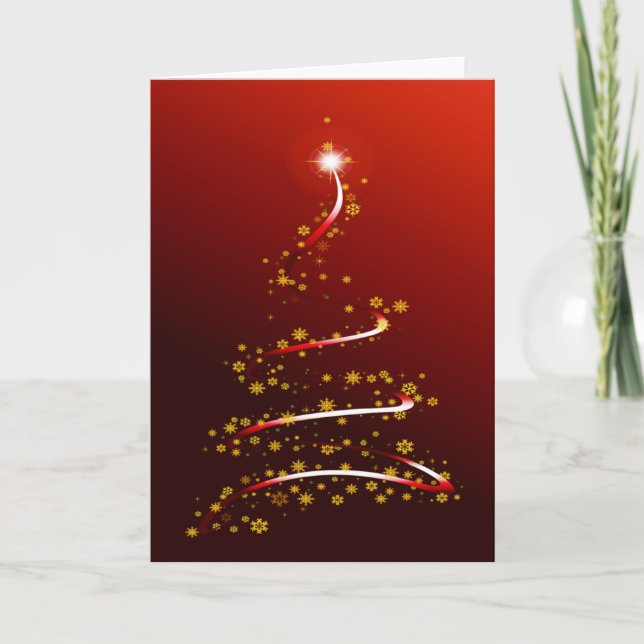 CARTES POUR FÊTES ANNUELLES ARBRE DE NOËL ROUGE SPARKLE (Devant)