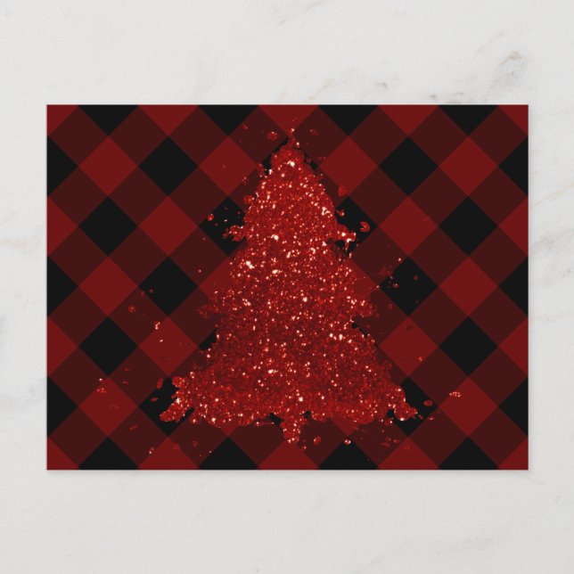Cartes Pour Fêtes Annuelles Arbre de Noël rustique | Red Buffalo Plaid Holiday (Devant)