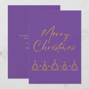 Cartes Pour Fêtes Annuelles Arbre de Noël simple violet et or