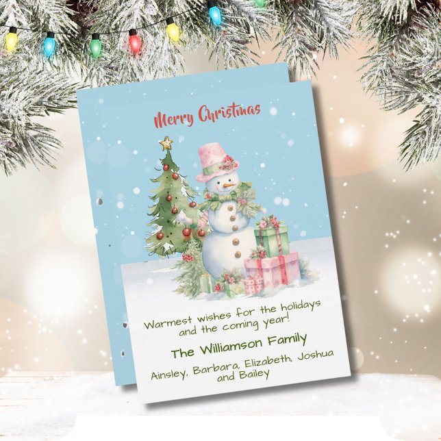 Cartes Pour Fêtes Annuelles Arbre de Noël stylish Snowman (Lady) (Créateur téléchargé)