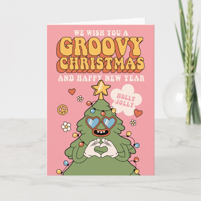 Cartes Pour Fêtes Annuelles Arbre de Noël super - Vibes Holly Jolly (Devant)