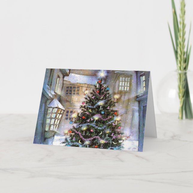 Cartes Pour Fêtes Annuelles Arbre de Noël sur la rue (Devant)