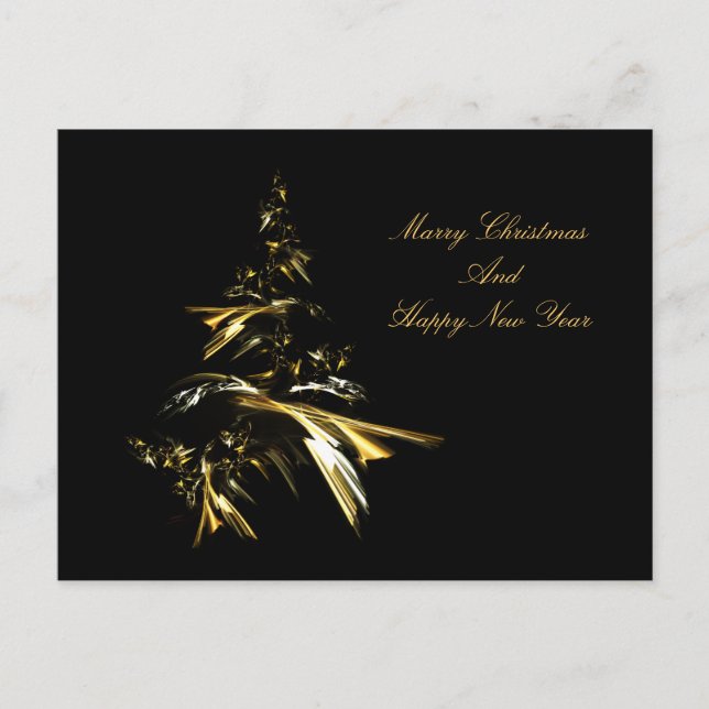Cartes Pour Fêtes Annuelles Arbre de Noël sur Noir 001 (Devant)