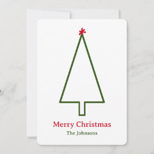 Cartes Pour Fêtes Annuelles Arbre de Noël vert Flocon de neige rouge Simple Mi