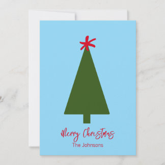Cartes Pour Fêtes Annuelles Arbre de Noël vert minimal Fléau de neige rouge Si