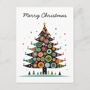 Cartes Pour Fêtes Annuelles Arbre de Noël Whimsical, Couleurs Lumineuses,