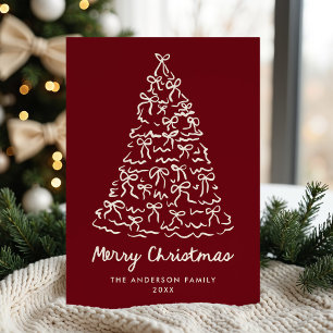Cartes Pour Fêtes Annuelles Arbre de Noël Whimsical Vaches Cranberry non photo