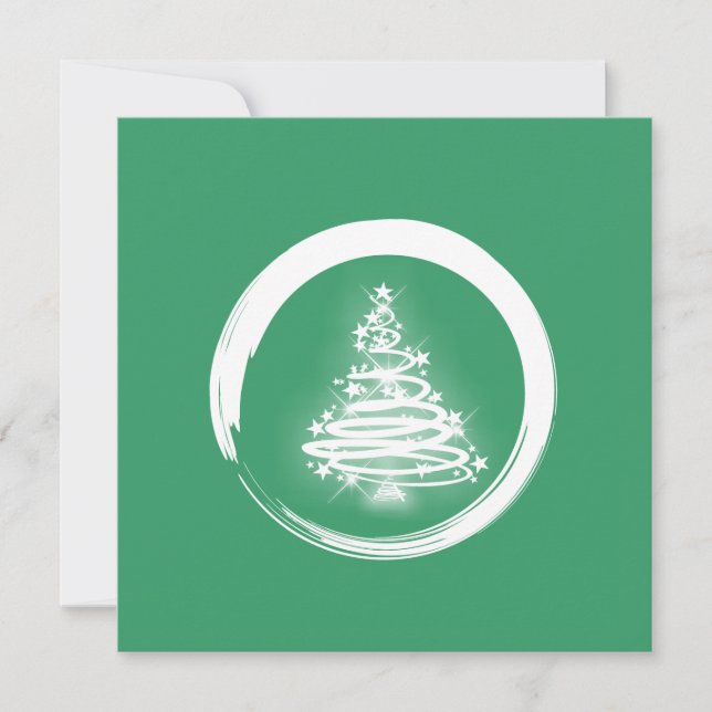 Cartes Pour Fêtes Annuelles Arbre de Noël Zen Blanc (Devant)