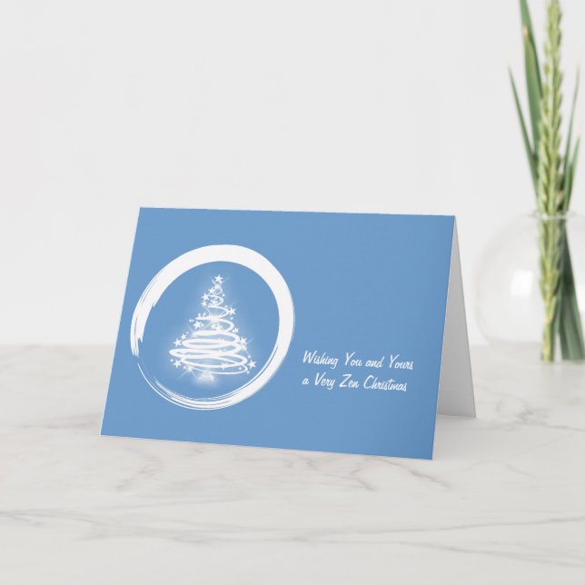 Cartes Pour Fêtes Annuelles Arbre de Noël Zen Blanc (Devant)