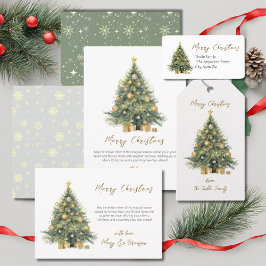 Cartes Pour Fêtes Annuelles Arbre de script élégant non photo aquarelle Noël