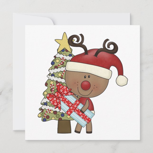 Cartes Pour Fêtes Annuelles Arbre de vacances de renne de Rudy (Devant)